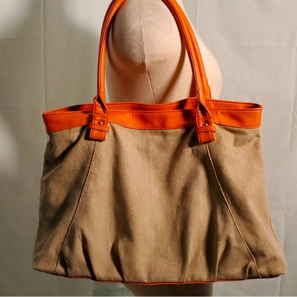 DHC Woman’s Canvas and Orange tote bag purse shoulder bag